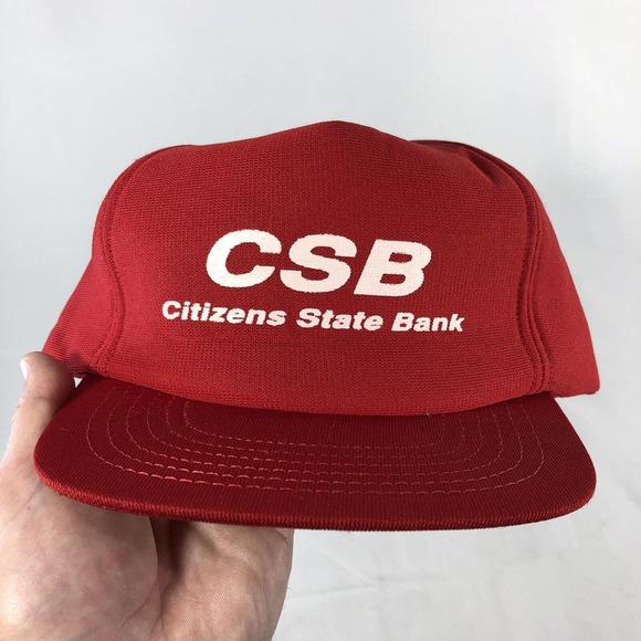 VINTAGE CITIZENS STATE BANK HAT CAP MENS SNAPBACK RED USA MADE TRUCKER 80s 90s - Picture 11 of 11